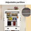 Armoire de cuisine 71 po en blanc. 4 portes dont 2 avec 1 tiroir. 2 tablettes réglables. Peut contenir des aliments en conserve, des boissons. Peint. Stable et sécuritaire. Assemblage facile. Convient à différentes pièces du tiroir.