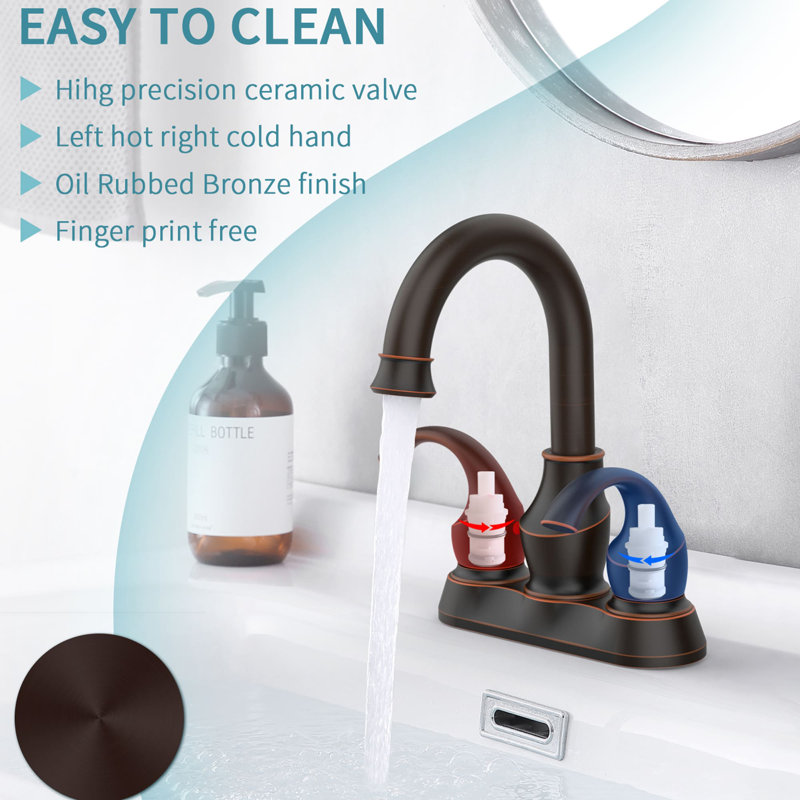 Centerset 2-handle Bathroom Faucet with Drain Assembly, Oil Rubbed Brown