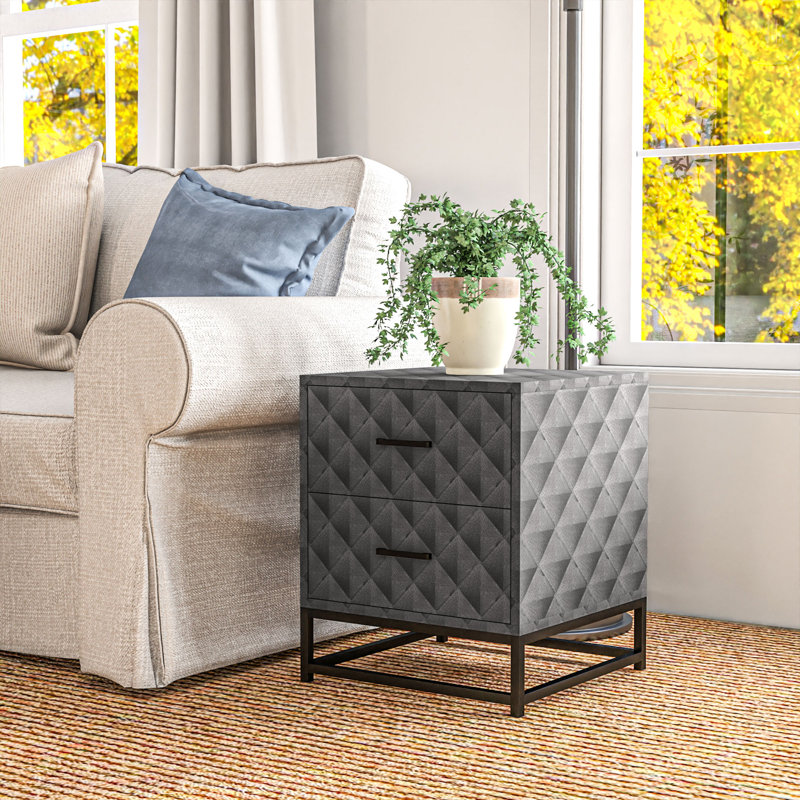 40cm W Particle Board Bedside Table, Grey