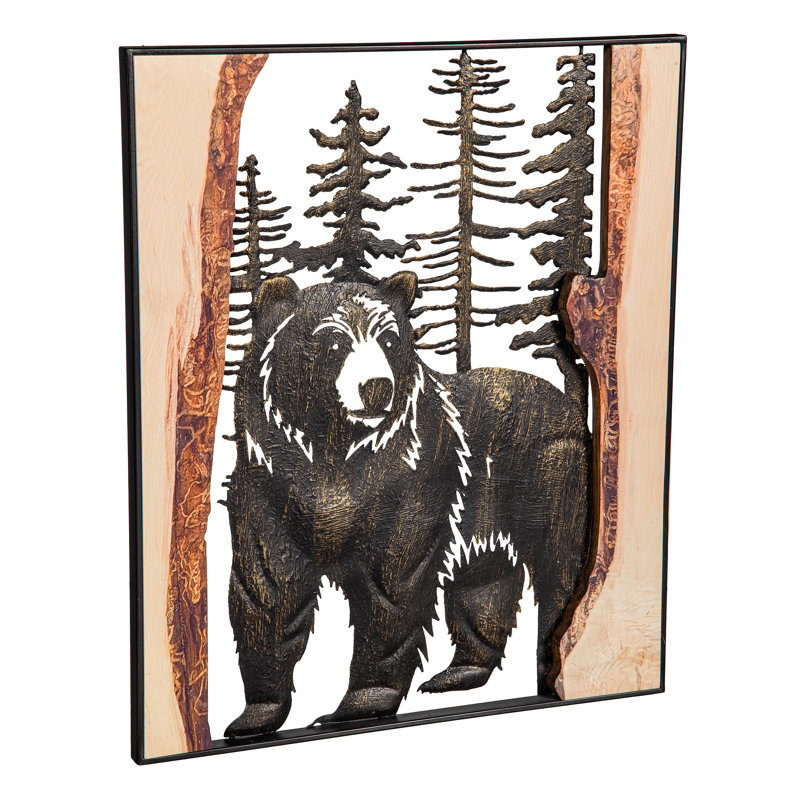 Décoration murale en métal et bois Storybook Bear Lasercut