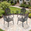 Chaise de patio en aluminium coulé 4 pièces avec cadre noir et coussins bleus-130818189
