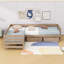Lit plateforme simple en L avec rangement intégré et lattes-320287332