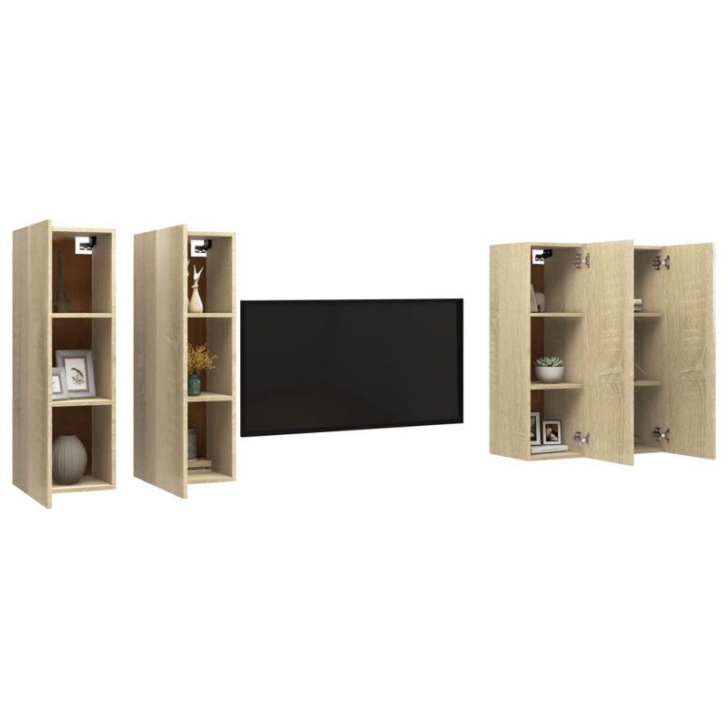 Ayeshia Unfinished for TVs up to 40", Sonoma Oak, 90cm H x 30.5cm W x 30cm D