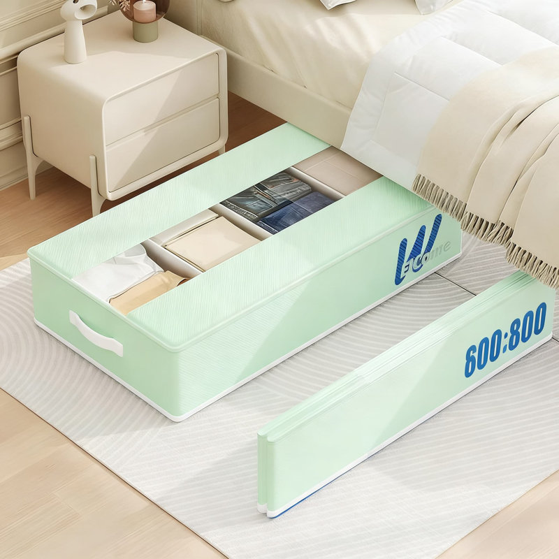 5-Pack Foldable Under Bed Storage Box With Transparent Lid, 50L Large Capacity, PE Material For Waterproof & Dustproof, Sturdy PP Board To Prevent Deformation