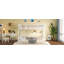 Grand lit en chenille et noyer beige Kaleea