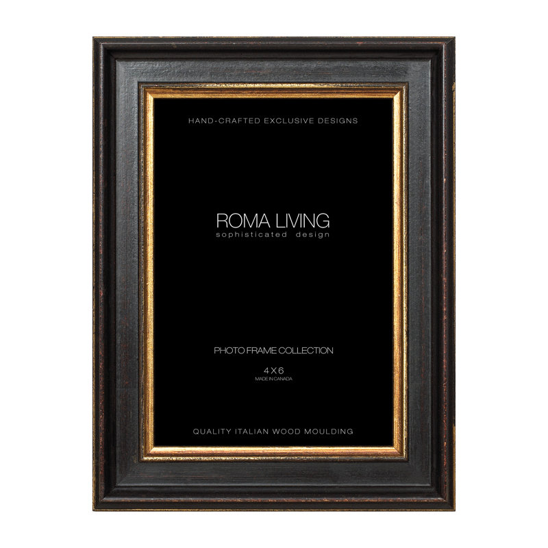 Renaissance Black Handcrafted Solid Wood Picture Frame 5" x 7"