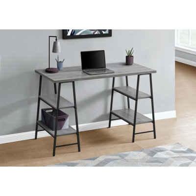 Bureau d'ordinateur, bureau personnel, ordinateur portable, tablettes de rangement, travail, métal, contemporain, moderne