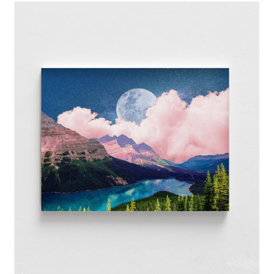 «Abentego Galactic Sky I» par Grace Popp, impression d'affiche de nuages de bonbons en coton, affiche de pleine lune, décor de paysage de nuit rustique
