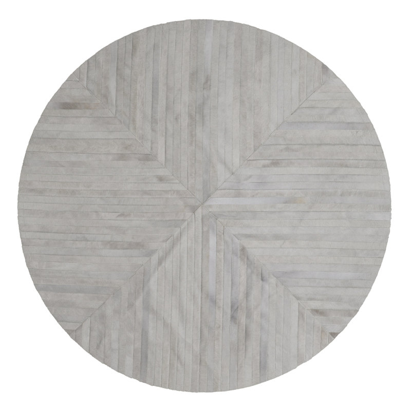 Tapis intérieur / extérieur rayé en cuir tissé à plat La Quinta, Rond 8 pi 2 po