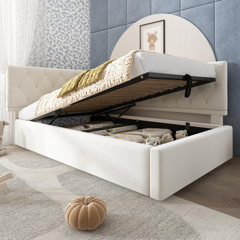 3ft Storage Bed Daybed Velvet, Beige