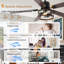 52 Inch Black Farmhouse Industrial Ceiling Fan with Light and Remote, DC Motor 6 Speeds Reversible Ceiling Fan for Large Room