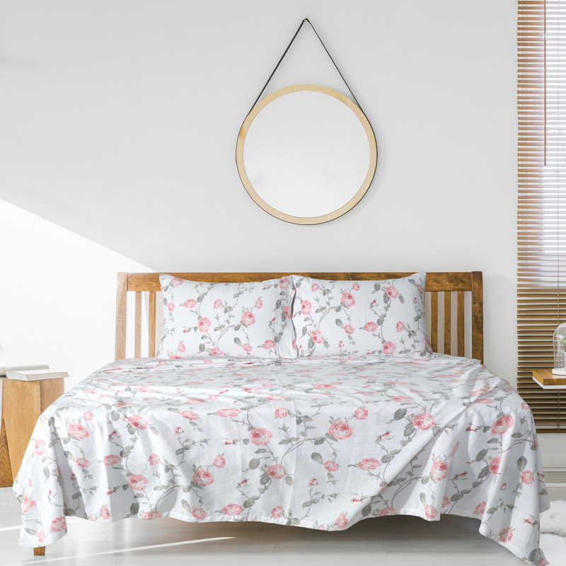 Flannel Floral Sheet Set, Twin