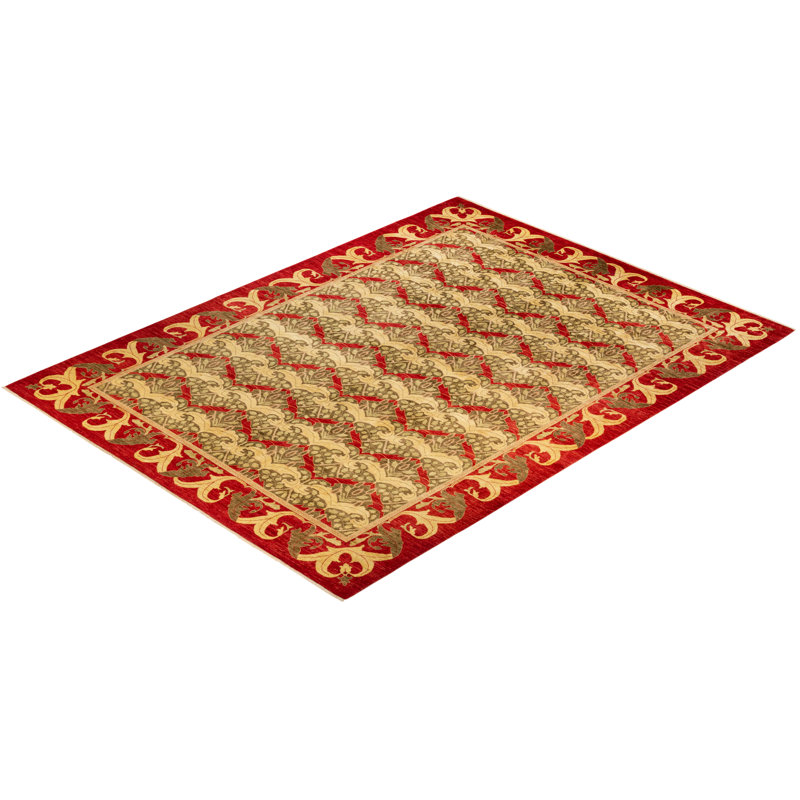 Harmony Red Wool 10' x 14' Hand-Knotted Area Rug