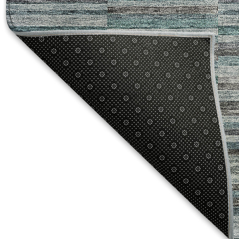 Premium Machine Washable Prisco Teal Rug, Rectangle 2'6" x 3'10"