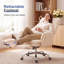 Chaise de bureau inclinable et pivotante en peluche avec repose-pieds, siège large et ergonomique pour bureau à domicile et chambre à coucher, crème-2095673660