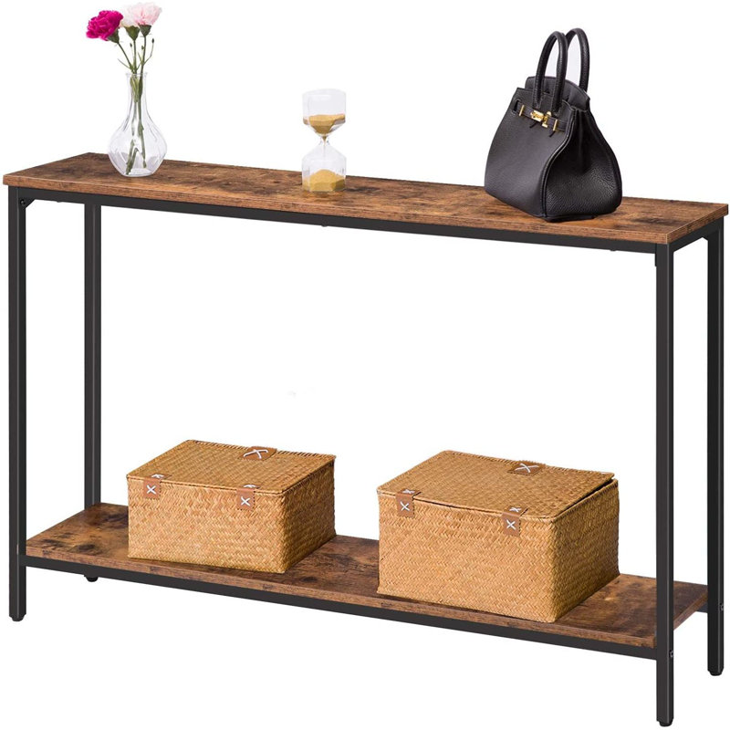 Kearria Console Table with Storage, Black, Rustic Brown, 29.5'' H x 47.2'' W x 7.9'' D