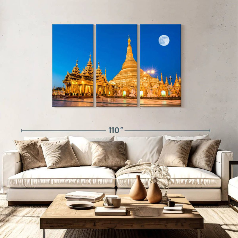 Shwedagon Buddhist Temple, 48" H x 74" W