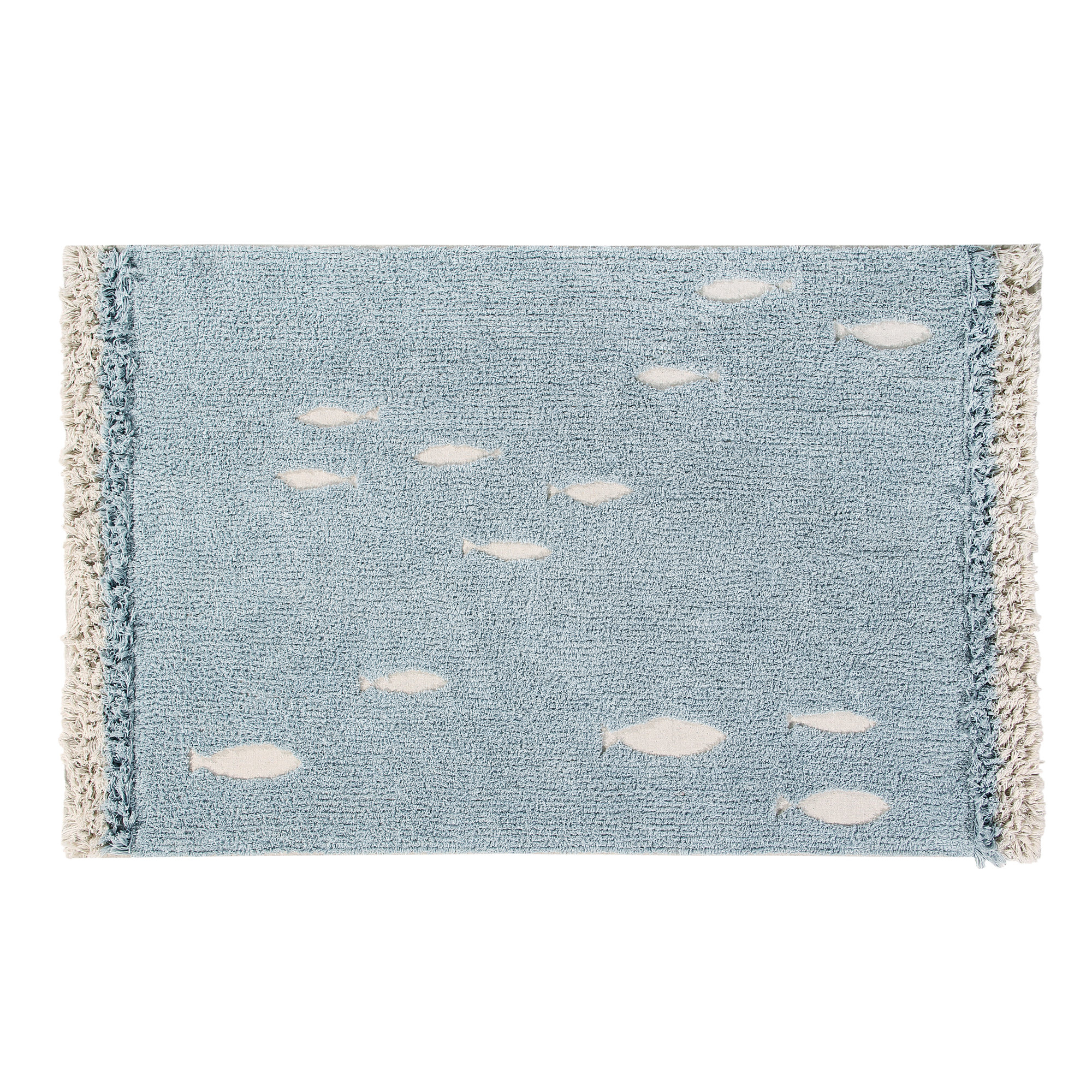 Handmade Cotton Blue/Gray/Beige Rug