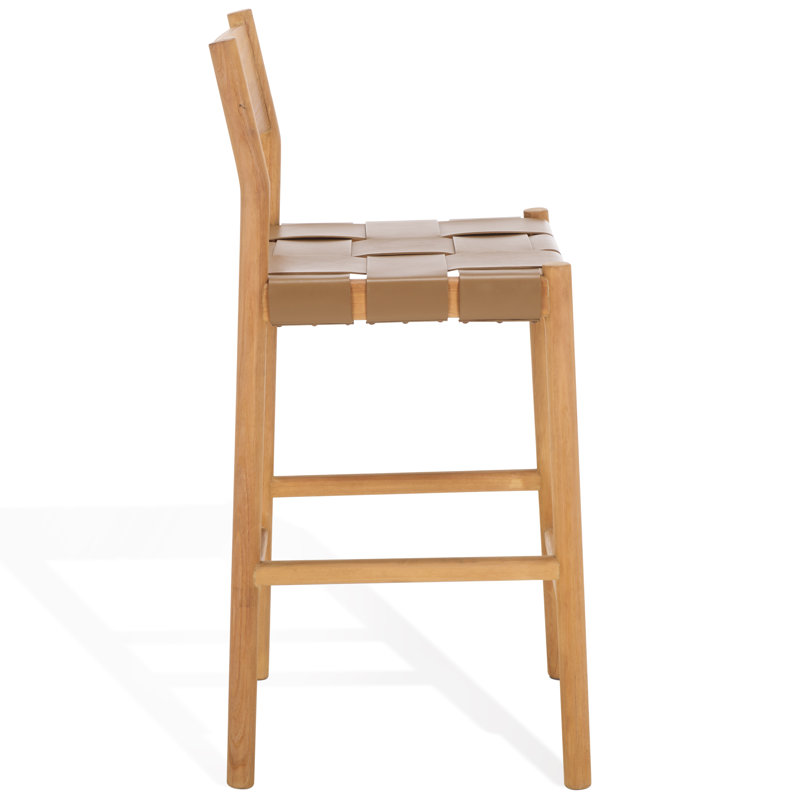 Devnie Woven Leather Counter Stool, Brown