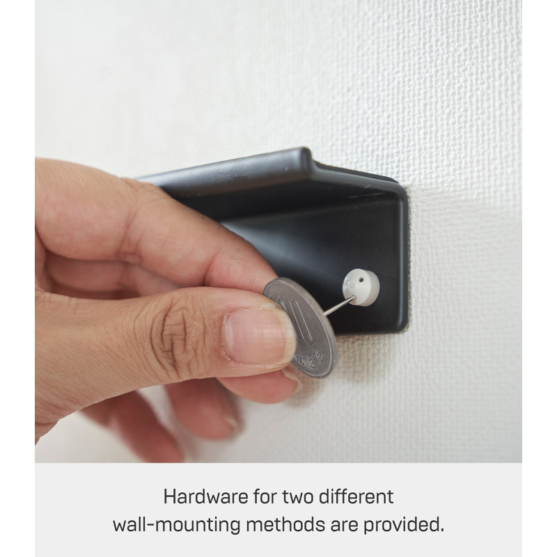 Black Steel Wall-Mounted Phone Holder with Shelving