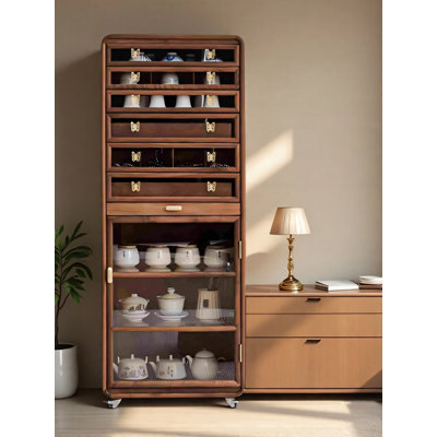 Modern Minimalist Black Walnut Solid Wood Multi-Drawer Large-Capacity Storage Cabinet