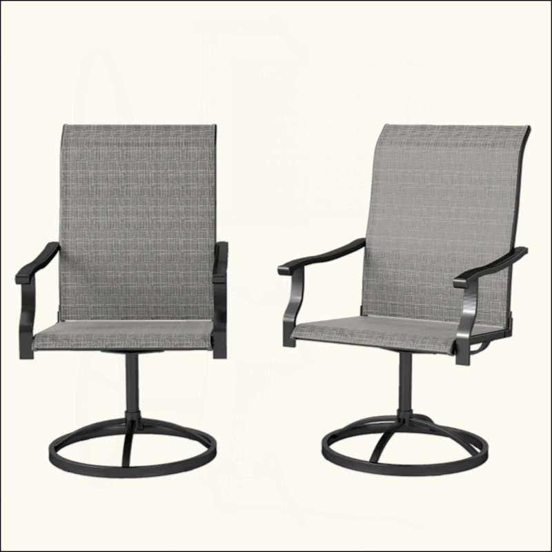 Ensemble de 2 chaises d'extérieur, chaises pivotantes, Noir/gris