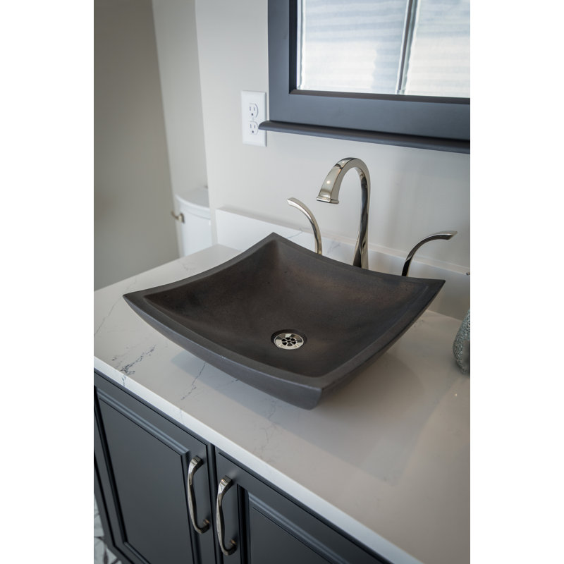 Lavabo de salle de bain vasque carré en pierre noire Honed