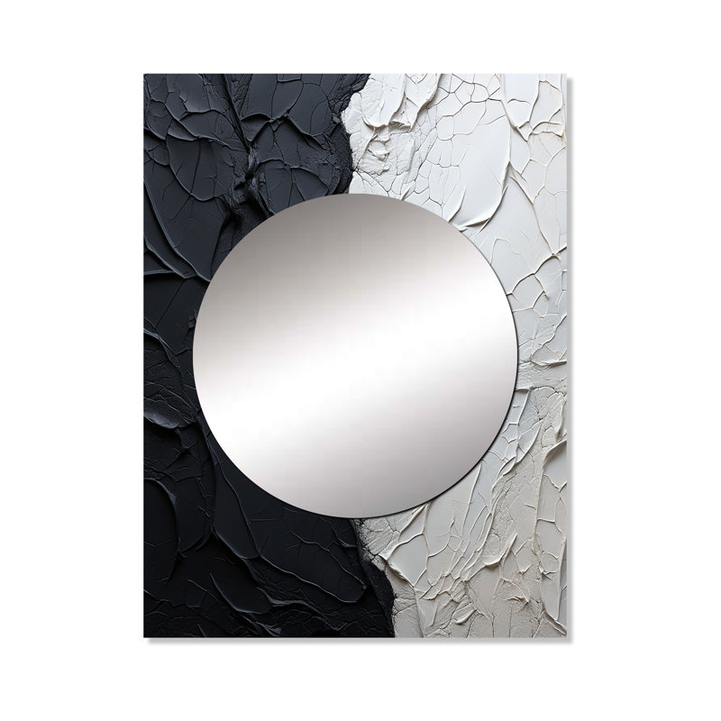 Podhany minimalisme noir et blanc, coin de peinture - décor de miroir mural unique côtier, 40 po x 30 po