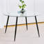 Table en verre moderne simple de 47,2 po, matériau en verre trempé de haute qualité, pieds plaqués or, convient pour la cuisine de restaurant-95908100-95908107