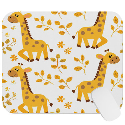 Animals Giraffes Pattern Kids Room Children's Art I Wild Animals Giraffe Children's Gaming Cute Office Laptop Desk Pad Gift Mat Square Rectangle Non-Slip Mousepad