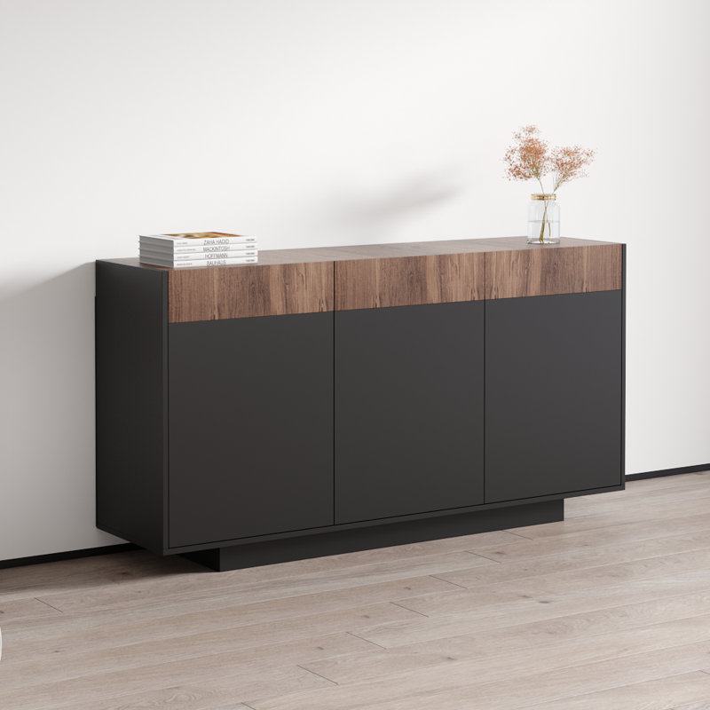 Albinca 62.9" Sideboard with Matte Finish, Graphite/Walnut