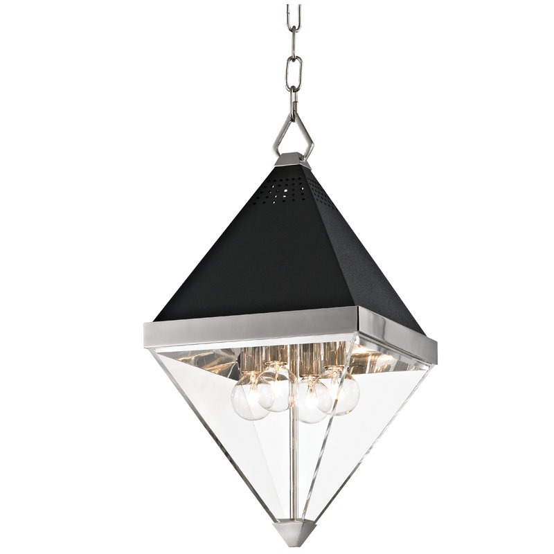 Coltrane 4 - Light Unique/Statement Pendant, Polished nickel/Black textured