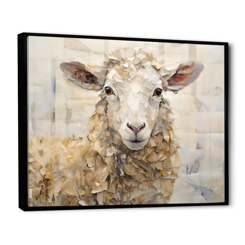 Moutons abstraits broutant II, 24" H x 32" W, Cadre flottant noir