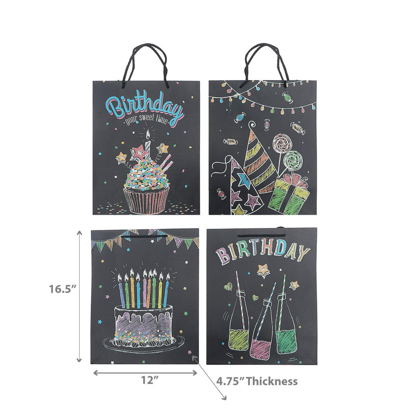 Ensemble de 12 sacs-cadeaux Glitter Happy Birthday