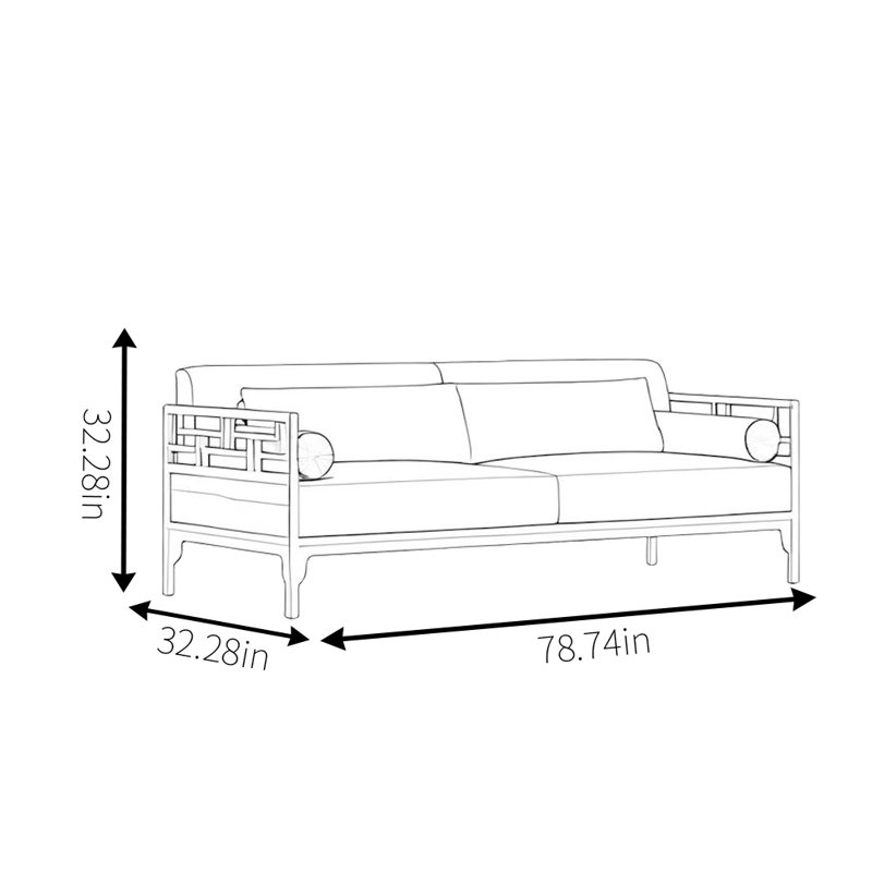 Nouveau canapé simple de style chinois, H 32,28 po x l 78,74 po x P 32,28 po