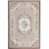 Hand-Knotted High-Quality Rose and Ivory Area Rug