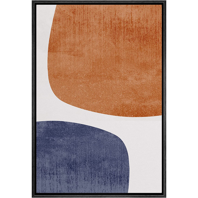 «Mid Century Shape» Mid-Century Pastel Polygon Collage Abstract Shape - Floater Frame, impression sur toile, Noir