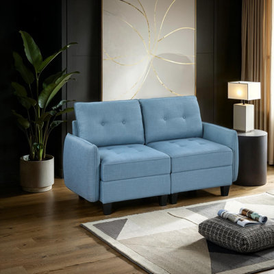 Causeuse moderne de style Mid-Century de 60 po Veline avec rangement dissimulé sous le siège, tissu texturé et capitonnage élégant