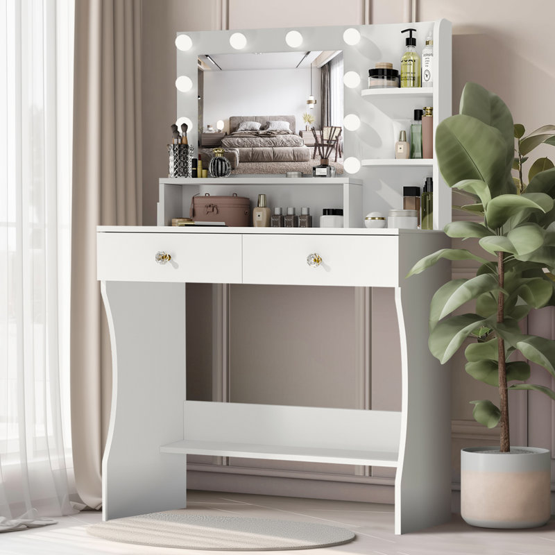 Meuble-lavabo avec miroir et lumières Ebern Designs