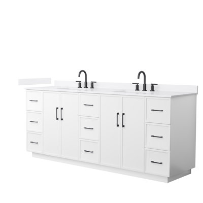 Elan TK 84" Freestanding Double Bathroom Vanity with Quartz Top