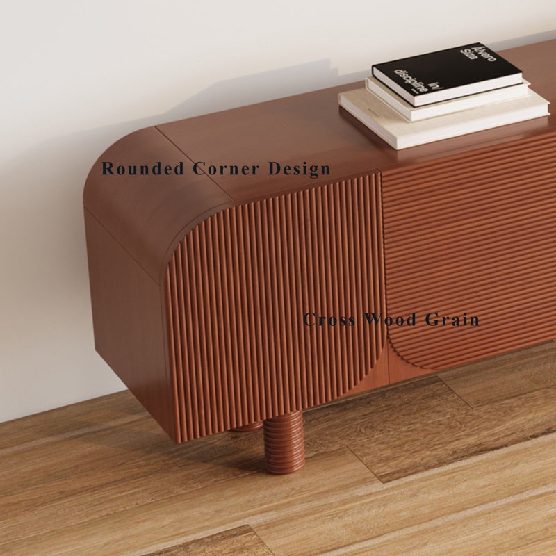 71'' TV Stand for Living Room, Wood TV Table with Four High Spiral Legs and Cabinets