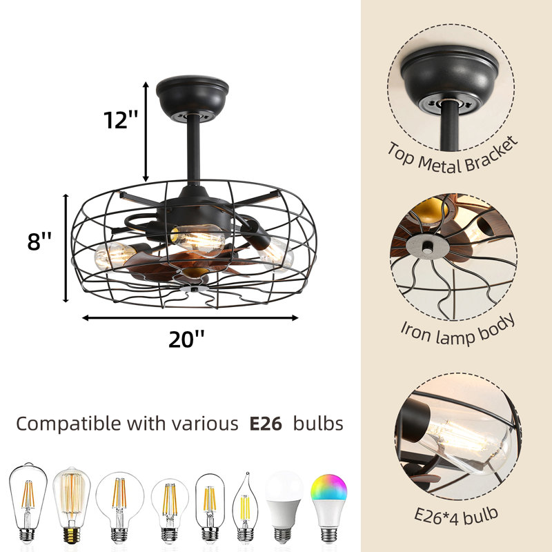 Ventilateur encastré rétro 19 pouces avec lumières
