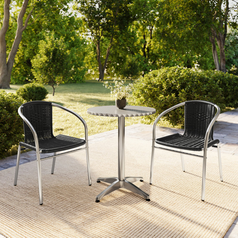 Ensemble bistro 3 pièces Haverhill, H 27,25 po x l 23,5 po x P 23,5 po, Noir