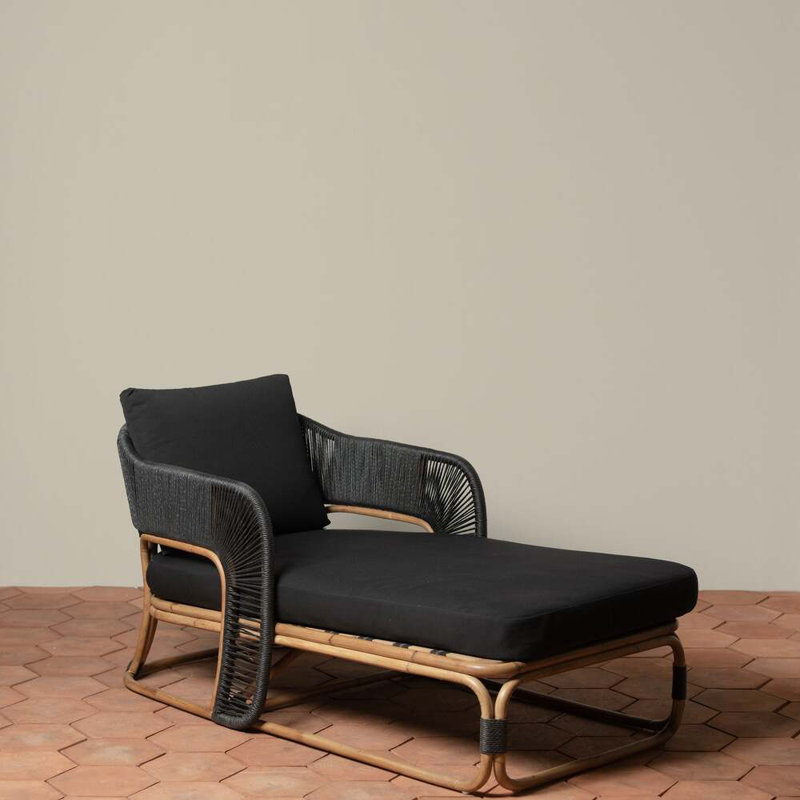 Glen Ellen Outdoor Chaise Lounge, Black, Black