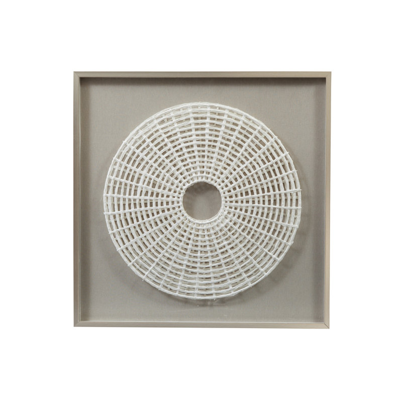 Art mural Palindrome avec papier de riz tissé en spirale dans un cadre en bois clair