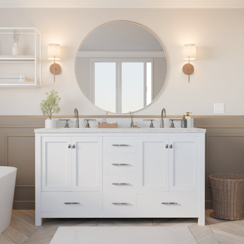 Ensemble de meuble-lavabo double 60 po Zaair, Blanc
