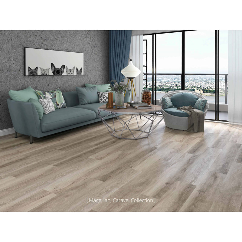 Caravel 6.5mm Thick 9'' W x 60'' L Oak Vinyl Plank, Medium Brown