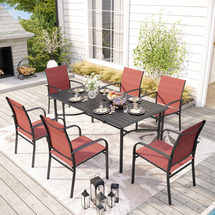 Argyri 6 - Person Metal Patio Dining Set with Rectangular Table