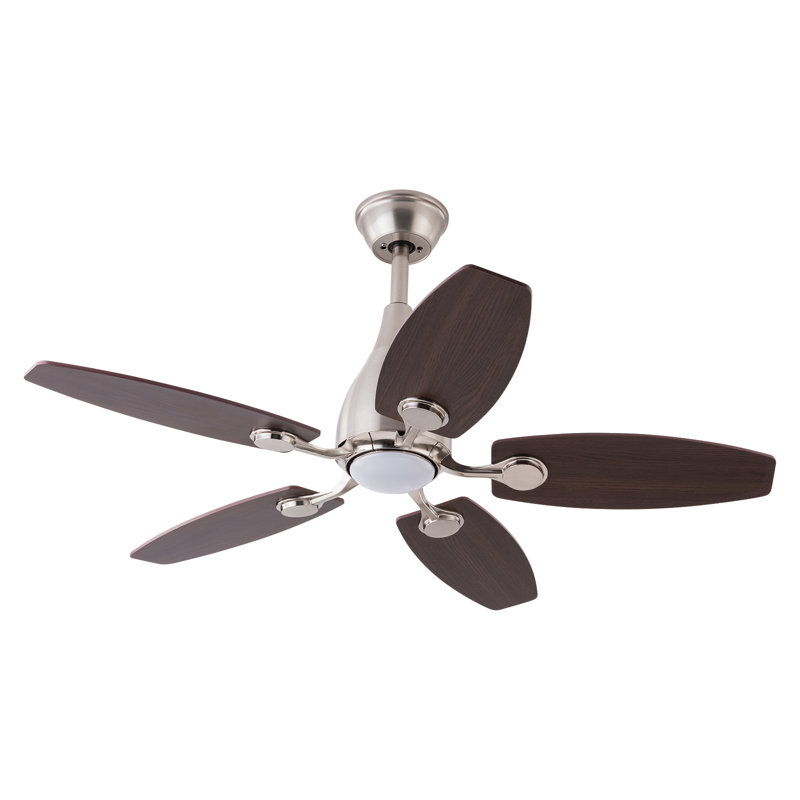 5 - Blade 42Inch Propeller Ceiling Fan with Remote Control and Light Kit Included, Silver