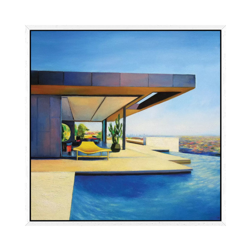 House with a Yellow Seat 1 Piece Painting on Canvas, 45.72 cm H x 45.72 cm W, White Framed